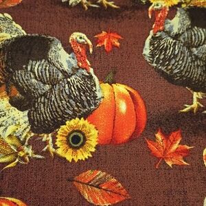 Festive Turkey and Pumpkin Holiday Cotton Fabric Fat Quarter Set Of 3